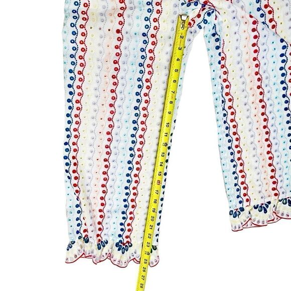 Eyelet Embroidery Boho Pants Multicolor Cropped Zip-Side Sz S - Picture 13 of 16